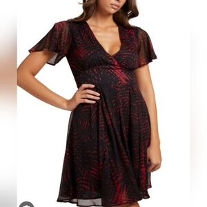 Zara Black and Pink Fit and Flare Mini Dress